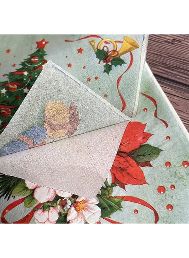 مناديل كوكتيل ذيل الديك الملون للشجرة عيد الميلاد 20 قطعة لديكورات حفلة العطلات - Image 3